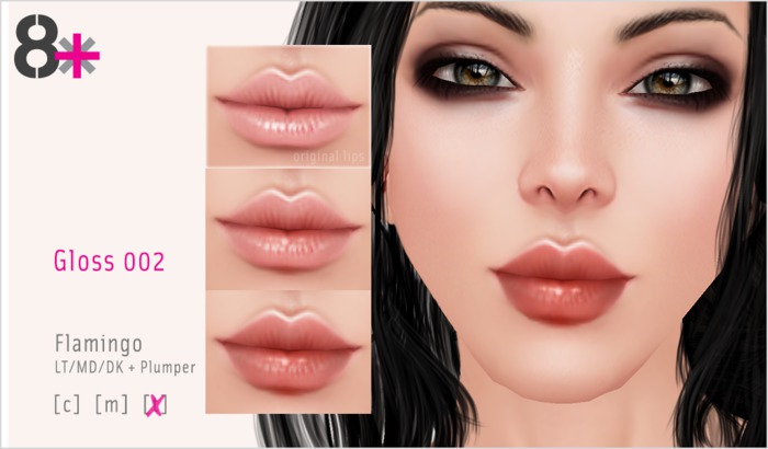 8+ makeup // Gloss 002 - Flamingo
