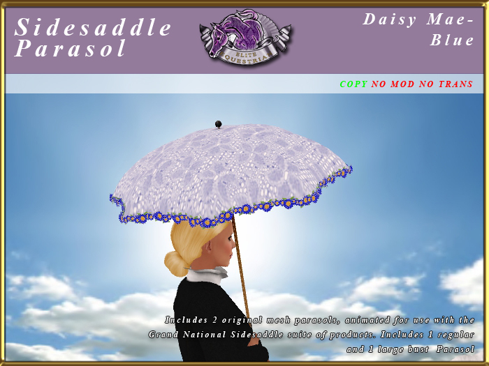 *E* Grand Nat'l Sidesaddle Parasol Set [BOXED] Daisy Mae Blue