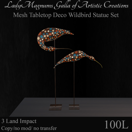 LadyM's Mesh Deco Wildbird Statue Tabletop Set  No 2