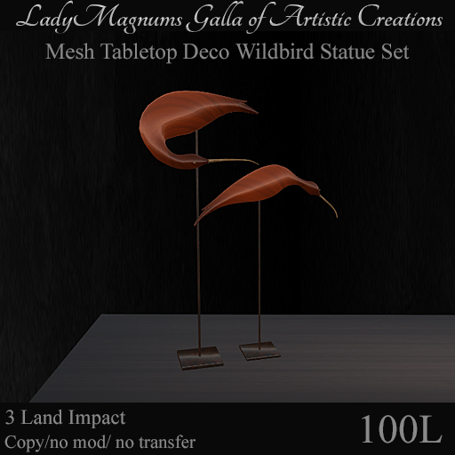 LadyM's Mesh Deco Wildbird Statue Tabletop Set  No 4