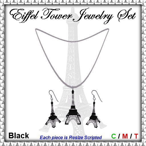 Eiffel Tower Jewelry Set - Black