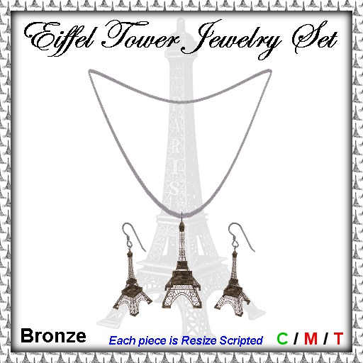 Eiffel Tower Jewelry Set - Bronze
