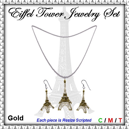 Eiffel Tower Jewelry Set - Gold