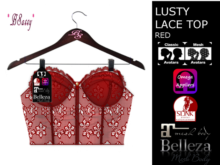 *BSASSY* LUSTY LACE TOP RED
