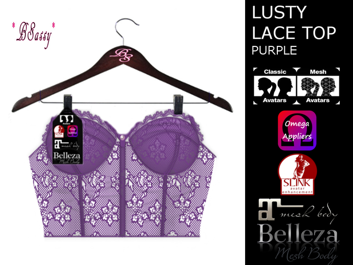 *BSASSY* LUSTY LACE TOP PURPLE
