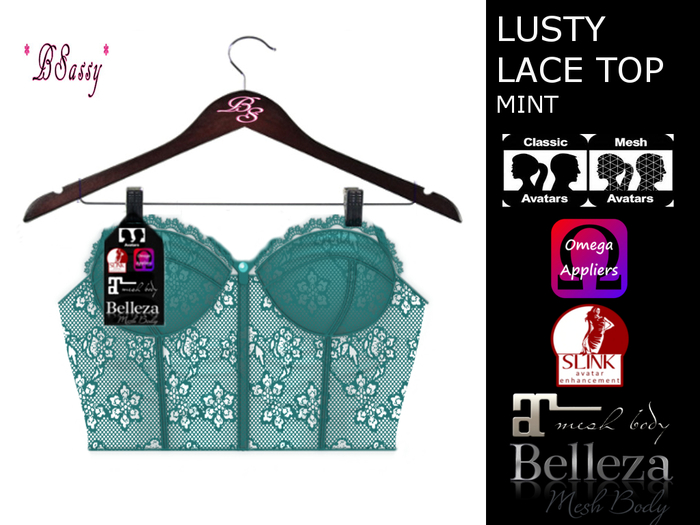 *BSASSY* LUSTY LACE TOP MINT