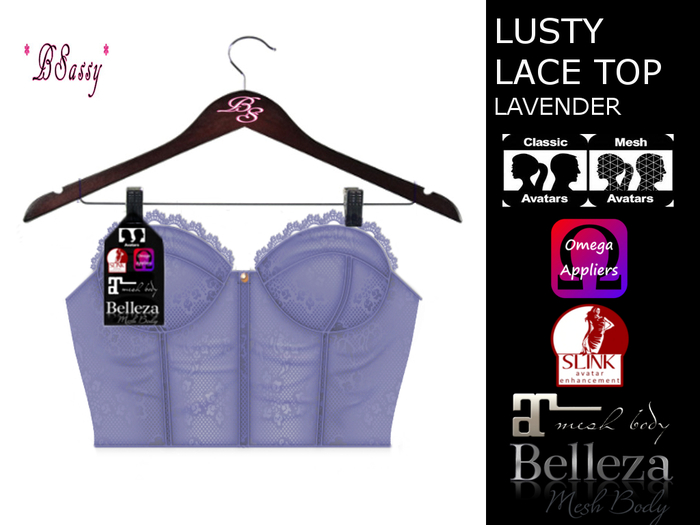 *BSASSY* LUSTY LACE TOP LAVENDER