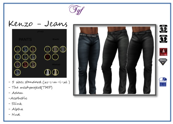 [TYF] Kenzo - jeans /mesh/TMP/Aesthetic/Slink/Adam-Hud