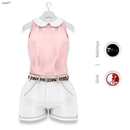 Gawk! White/Rose Satin Suit (Mesh)