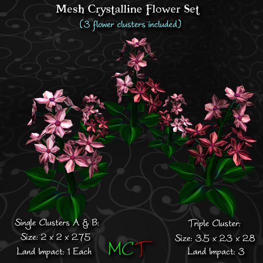 ~tc~ Mesh Crystalline Flowers Set - Pink