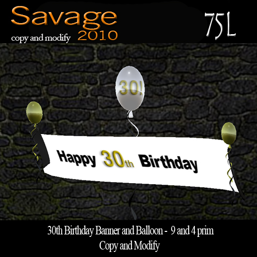 Happy Birthday - 30 Years - Banner and Balloon