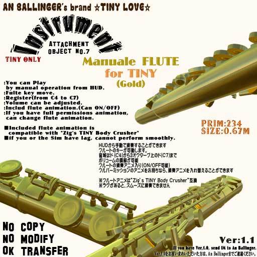 Musical Instrument "Manual flute(Gold) for TINY"