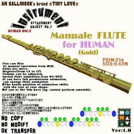 Musical Instrument "Manual flute(Gold) for HUMAN"
