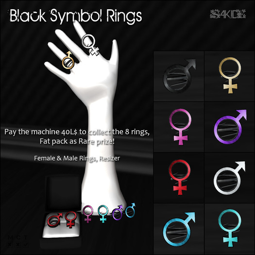 [ SAKIDE ] Black Symbol Rings (Boxed) PACK RARE