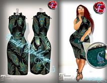 Chic Sleeveless Cowl Neck Dress Peacock Feathers MAITREYA ONLY
