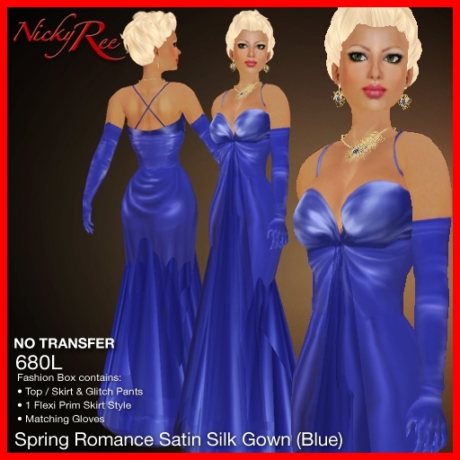 *NR* Spring Romance Satin Gown Blue