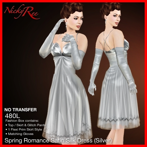 *NR* Spring Romance Satin Dress Silver