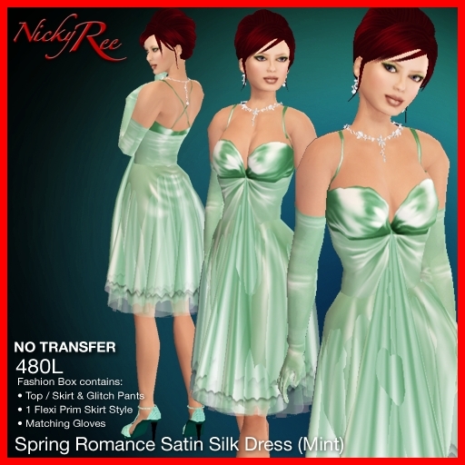*NR* Spring Romance Satin Dress Mint