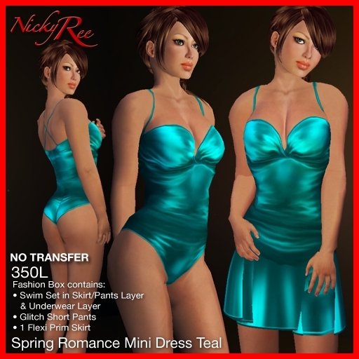 *NR* Spring Romance Mini Dress Set Teal