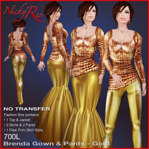 *NR* Brenda Gown & Pants - Gold