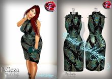 ChicSleevelessCowlNeckDressPeacockFeathersBELLEZA-WEAR/ADD