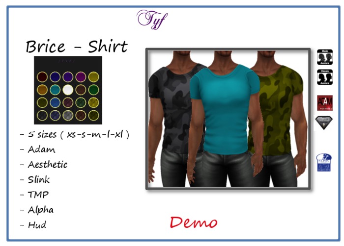 [TYF] Brice - Mesh/Tmp/Adam/Aesthetic/Slink - Hud demo