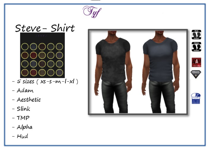 [TYF] Steve - Mesh/Tmp/Adam/Aesthetic/Slink - Hud