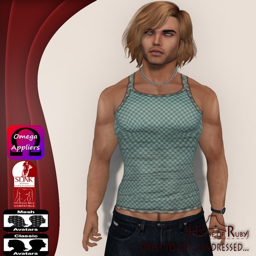 [House of Ruby] Picnic Tank for Him - Aqua Check