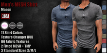 GAS [Men's MESH Shirt Mason - 11 Colors with HUD]