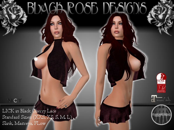 [[BR]] *LICK* in Black Cherry Lace - MESH
