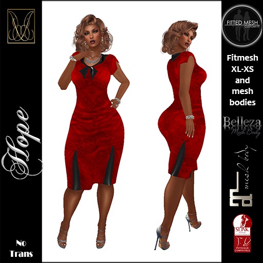 JCD Hope Solid Red Mesh Dress (bagged)
