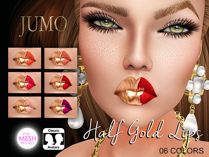 .:JUMO:. Half Gold Lips - The Mesh Project