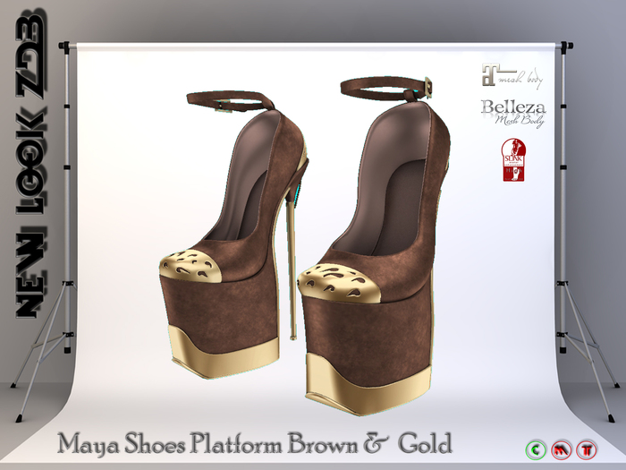 Maya Shoes Platform Brown & Gold
