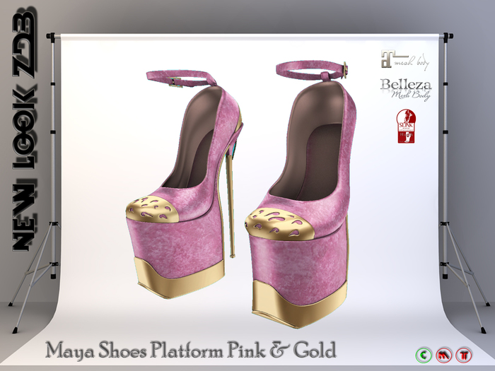 Maya Shoes Platform Pink & Gold
