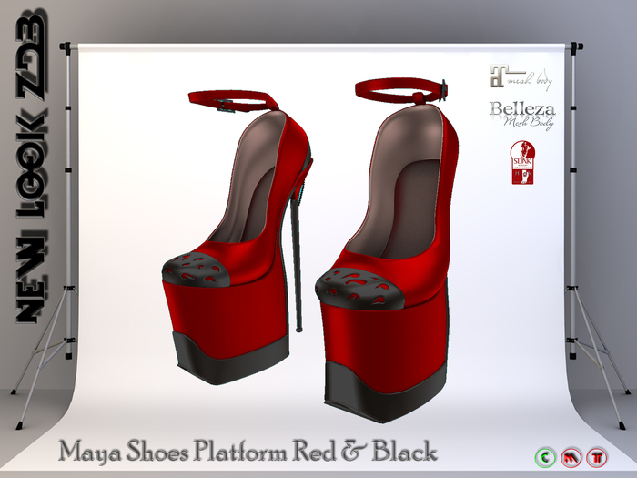 Maya Shoes Platform Red & Black