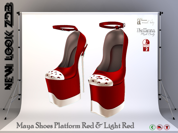 Maya Shoes Platform Red & White