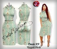 Chic Sleeveless Cowl Neck Dress Antique Peacock CLASSIC Rigged Mesh 5 Sizes