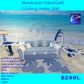 Summer Nautical Living Room 8 Pc mesh Set (crate)