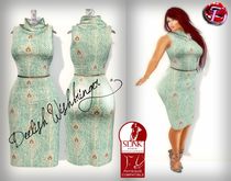 Chic Sleeveless Cowl Neck Dress Antique Peacock SLINK ONLY