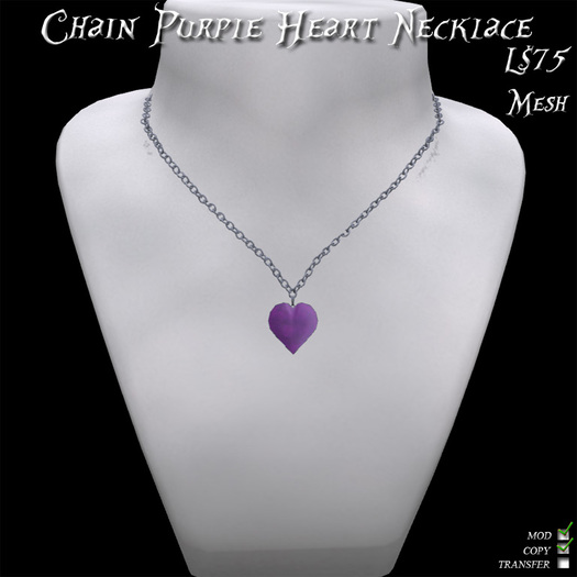 Chain Purple Heart Necklace