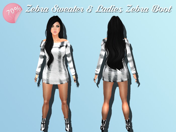 PROMO 70% OFF PRICE Fashion Zebra Sweater & Ladies Zebra Boot