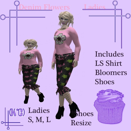 (K*C) Denim Flowers Ladies