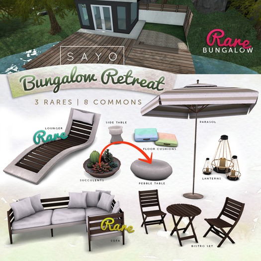 SAYO - Bungalow Retreat Gacha - Pebble Table - COMMON 2