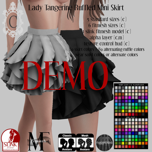 ::C S:: Lady Tangerine Ruffled Mini Skirt DEMO