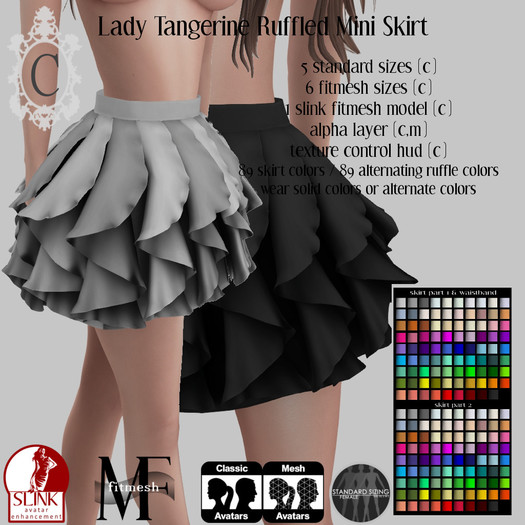 ::C S:: Lady Tangerine Ruffled Mini Skirt