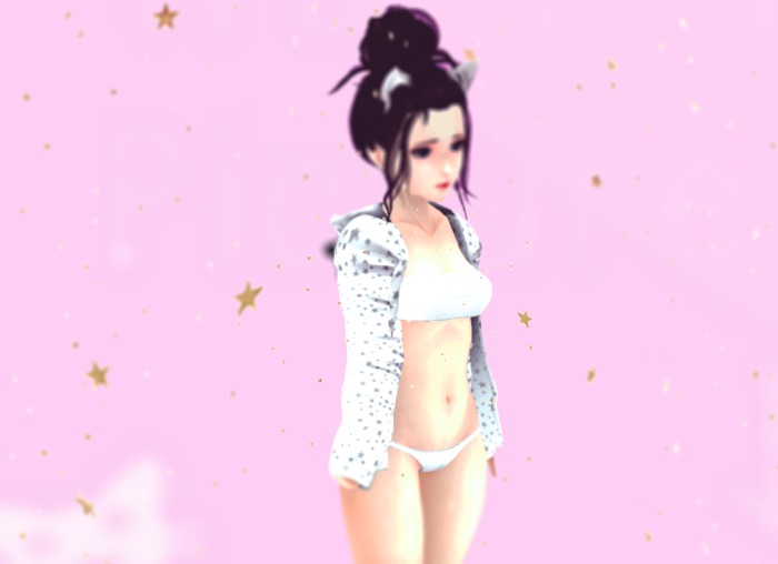 :.Sama-Nekona.: Open Hoodie Fadded Star- White Mod