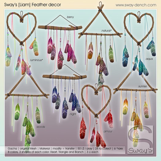 Sway's [Liam] Feather decor - triangle . berry
