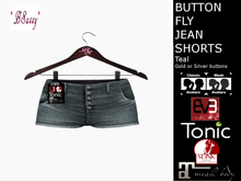 *BSASSY* BUTTON FLY SHORTS TEAL