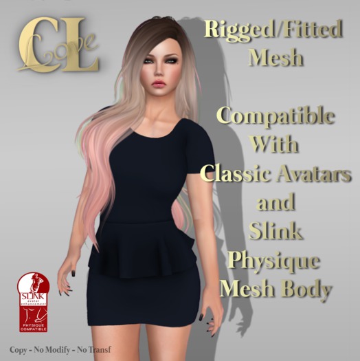 .:CL Love:. - Peplum Dress Rigged/Fitted Mesh 