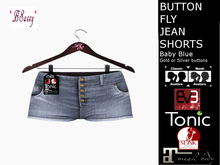 *BSASSY* BUTTON FLY JEANS SHORTS BABY BLUE